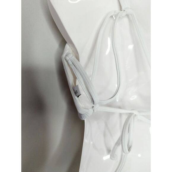 Onia Demi One-Shoulder Bikini Top White Ribbed Strappy Beach Coastal Estimated S - Picture 7 of 11